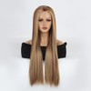 VOKEYLA Synthetic Lace Front Wigs For Women Stripe Highlight Honey
