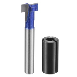 sourcing map 6mm Shank Keyhole Router Bit 7/16" Diameter with 1/2" to 6mm Router Collet Adapter, Carbide Tipped Wood Milling T-Slot Cutter