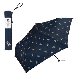 Wpc. AL02-031-002 Rain Umbrella [Air-Light] Leopard & Tiger Mini Navy Folding Umbrella, Women's, 21.7 inches (55 cm), 4.5 oz (115 g), Stylish, Cute, For Work or School or Travel, Compact, Small,