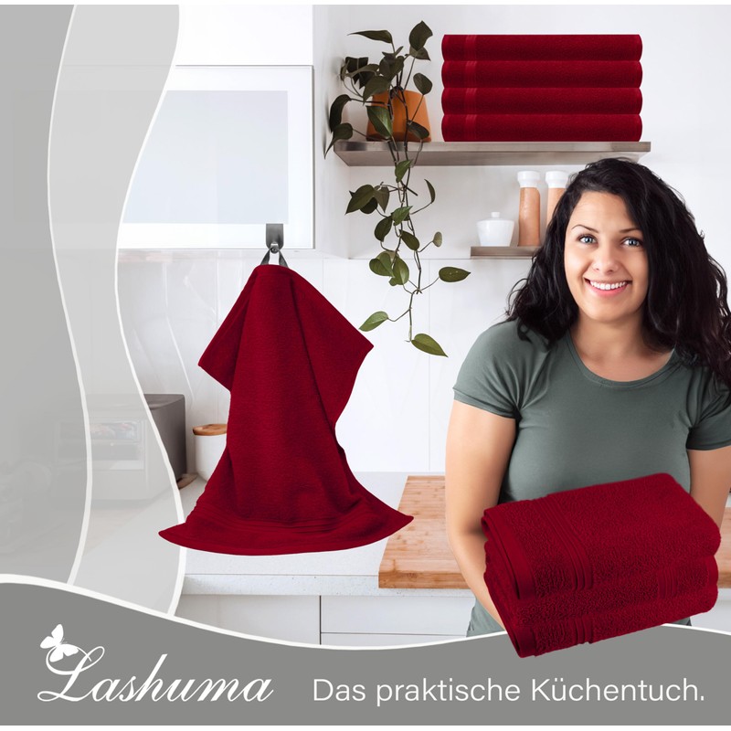 Lashuma Absorbent Dry Towels Ruby Modern Terry Towelling Towels 50