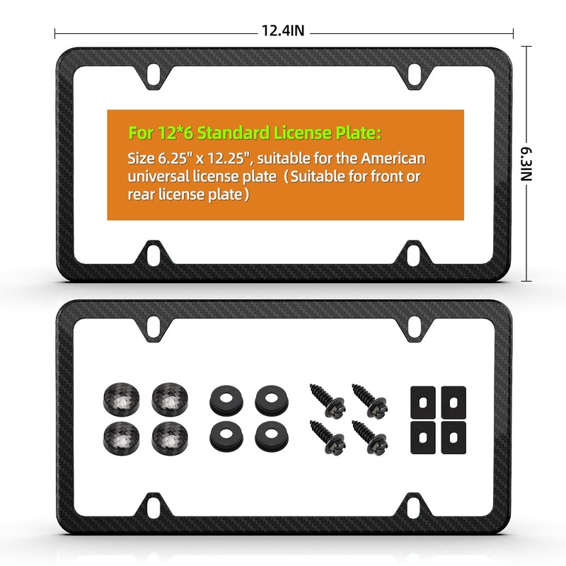 Real Carbon Fiber License Plate Frame – 1 Pack, Handcrafted