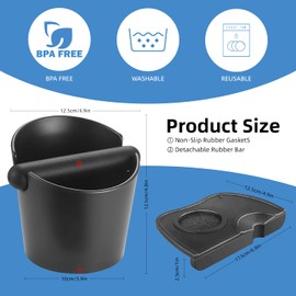 LMIP Coffee Knock Box, 4.9" Coffee Knock Box with Removable Knock Lever and Non-Slip Food Safe Silicone Base, Espresso Dumpster Coffee Grounds Container