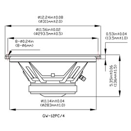 Goldwood Sound GW-12PC-4 Heavy Duty 4ohm 12" Woofer 450 Watts Replacement Speaker