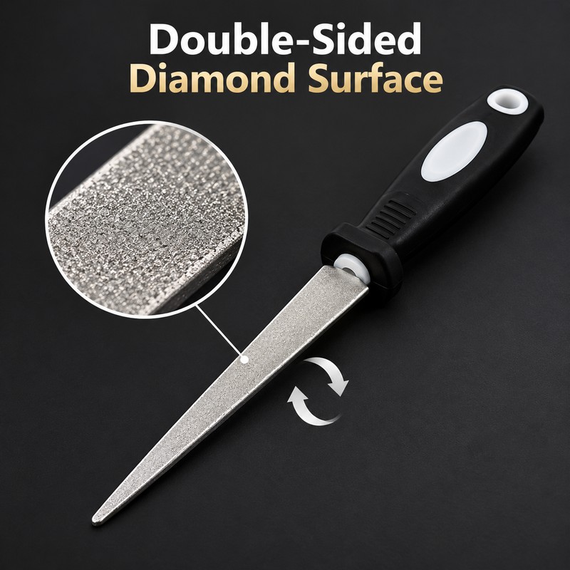 Double-Sided Diamond Sharpening File for Scissors, Knives and Garden Tools