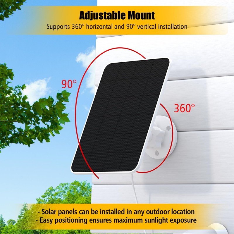 Solar Panel for eufy Camera,Security Camera,4W Solar Panel with Micro