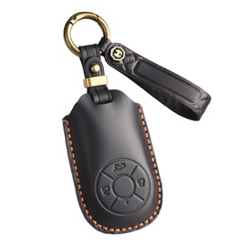 ontto Car Key Case Cover Key Fob Fits GWM Great Wall ORA R1 R2 Good Cat White Cat IQ GT 3 Buttons Protective Case Key Box Key Case Genuine Leather Key Case Accessories, black