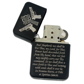 Gifts Infinity Boondock Saints Prayer Windproof Oil Lighter – Refillable Metal Pocket Lighter, Collectible Smoking Accessory & Gift for Men and Women (BK - 2)