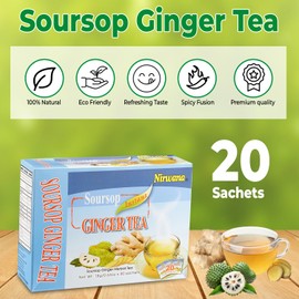 Soursop Ginger Tea – Refreshing Herbal Blend with Cinnamon & Lemon – Loose Leaf or Tea Bags 20 sachets Instant Tea