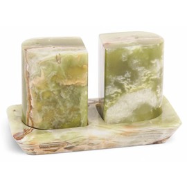 Radicaln Marble Salt & Pepper Shakers Set – 2.5" Green Modern Kitchen Essentials for Cooking and Dining, Stone Spice Holder & Saleros for Black Pepper, Pink Salt, Home & Farmhouse Decor