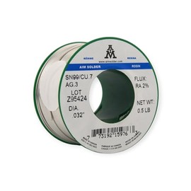 AIM Solder LeadFree Rosin Core Solder Wire Sn99 Ag0.3 Cu0.7 for Electrical Soldering 0.032inch, 0.5lb (0.8mm / 227g)