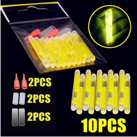 Glow Fever Bulk 100 PCS Night Fishing Float Fluorescent Glow Sticks, Dia. 4.5mm Light Visibility Up To 30M, Luminous Float Used on Floats Bobbers Rod tip Pole (Yellow)