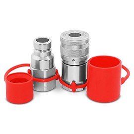 3/4" Flat Face High Flow Hydraulic Quick Connect Coupler Set, 1" NPT Thread