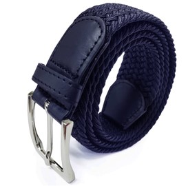 Glamexx24 Unisex Braided Belt, Elastic Fabric Stretch Belt for Men and Women, darkblue