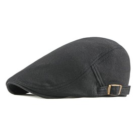 FREESE Men's 100% Cotton All Season Plain Hunting Hat Newsboy Cap, Black