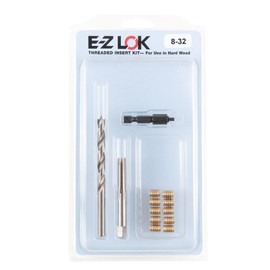 E-Z LOK Threaded Insert Installation Repair Tool Kit for Hard Wood - Includes Brass Thread Inserts, Drill, Tap and Drive-Tool 8-32 (EZ-T400-008)
