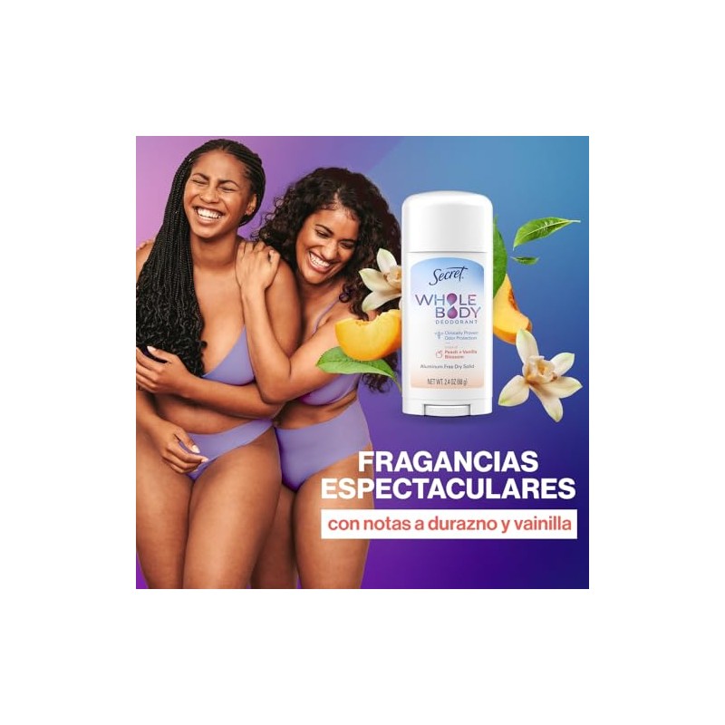 Secret Barra Desodorante Cuerpo Completo Durazno y Vainilla 68 g