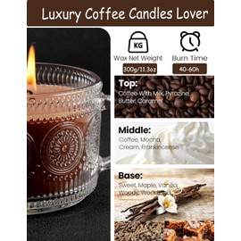 Mosthink Organic Coffee Scented Candle Gift for Women Man, 300g Large Jar Candles Natural Soy Wax, Highly Scented Candles for Home Scented Coffee Shop, Aromatherapy Candle for Christmas Relaxing