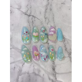 Handmade nail -  Sky Hi  - Basic - Almond / 수제네일 -  하늘 Hi  - 기본 - 아몬드