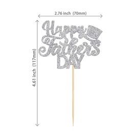 24 piezas de decoración para magdalenas del día del padre con sombrero, purpurina para el mejor papá, decoración para fiestas temáticas del día del padre, color plateado
