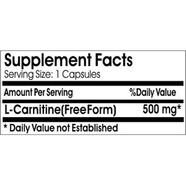 Naturetition Supplements L-Carnitine 500mg ~ 200 Capsules - No Additives