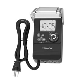 New Digital Outdoor Timer Waterproof, Dial Programmable Method, Outdoor Pool Pump Timer with 2FT Extension Cord, 2 Grounded Electrical Outlets for Lights, 6 Sets of Programs, 20A/2500W (Digital)