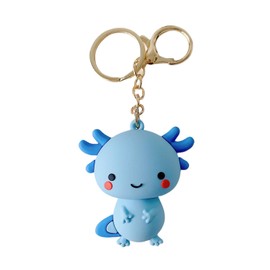 LAYAHAGO Axolotl Keychain Cute PVC Kawaii Keyrings for Women Backpacks Bags Purses Phones Car Keys Blue