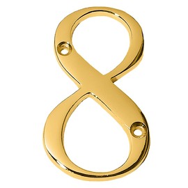 Clio 3-Inch Brass House Numbers For Outside Address Signs For Houses Outdoor Wall Decor Mailbox Numbers House Address Numbers For Outside Address Sign Door Numbers For Mailbox Post (Polished, Number 8)