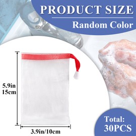 DC,CLISENCE 30 Pcs Bar Soap Bag, Mesh Soap Bags for Soap Bars, Soap Bar Bag, Soap Pouch Saver with Drawstring for Foaming, Drying, Bath, Shower (Assorted Colors)