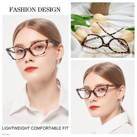 MARE AZZURO Cat Eye Reading Glasses Women Cute Readers 0 1.00 1.25 1.50 1.75 2.00 2.25 2.50 2.75 3.00 3.50 4.00 5.00 6.00 (Brown, 4.0)