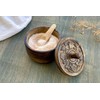 KPAVIR Rustic Salt Box with Hand Carved Lid & Spoon,