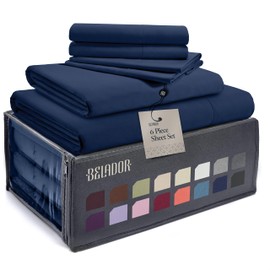 BELADOR Silky Soft Queen Sheet Set - 6 Piece Bed Sheets for Queen Size Bed, Secure-Fit Deep Pocket Sheets with Elastic, Breathable Hotel Sheets & Pillowcase Set, Wrinkle Free Oeko-Tex Sheets