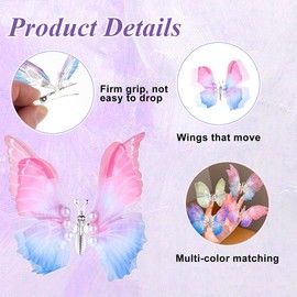 4 Stück Schmetterling-Haarclips, Damen Mädchen Kinder Haar Clips Set 3D Schmetterling Haarspange, Kopfschmuck für Braut Hochzeit Accessoire