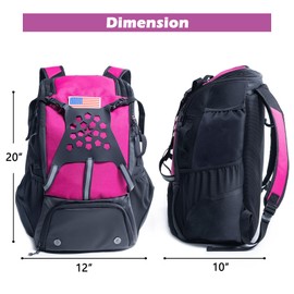 VIGEGARI Youth Baseball Bag, Baseball Backpack for Boys,Youth, Adults-Bat Bag, Softball Bag, T-Ball, Softball Equipment & Accessories for Bat, Glove Holder, Helmet, Shoes Compartment, Baseball Gifts
