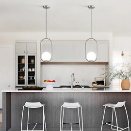 Modern Pendant Lights Kitchen Island Brushed Nickel Pendant Lighting 2 Pack
