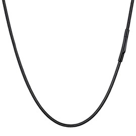 PROSTEEL Snake Chain Women 2mm 26inch Black Necklace Chain for Men