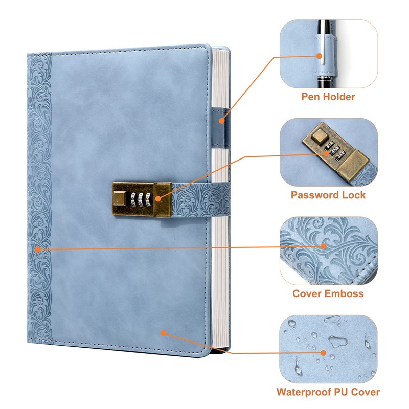 CAGIE Locking Journal for Adults Journal with Lock Large Binder