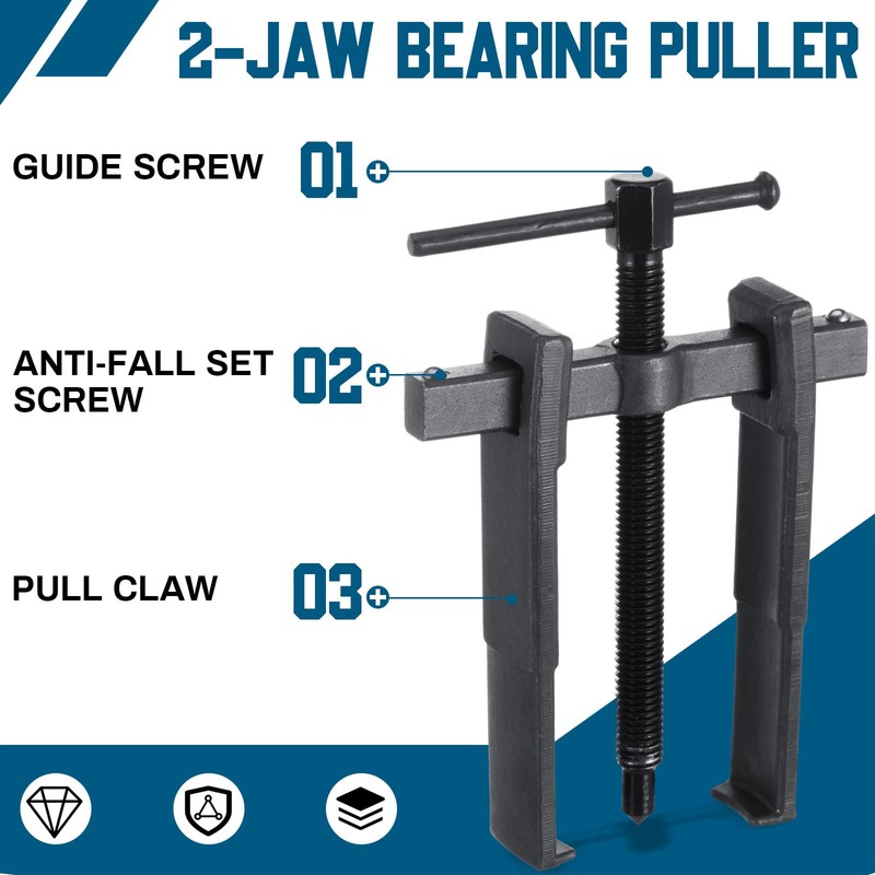 MorningRo 3 Pcs 2 Jaw Gear Puller Set Steel Removal