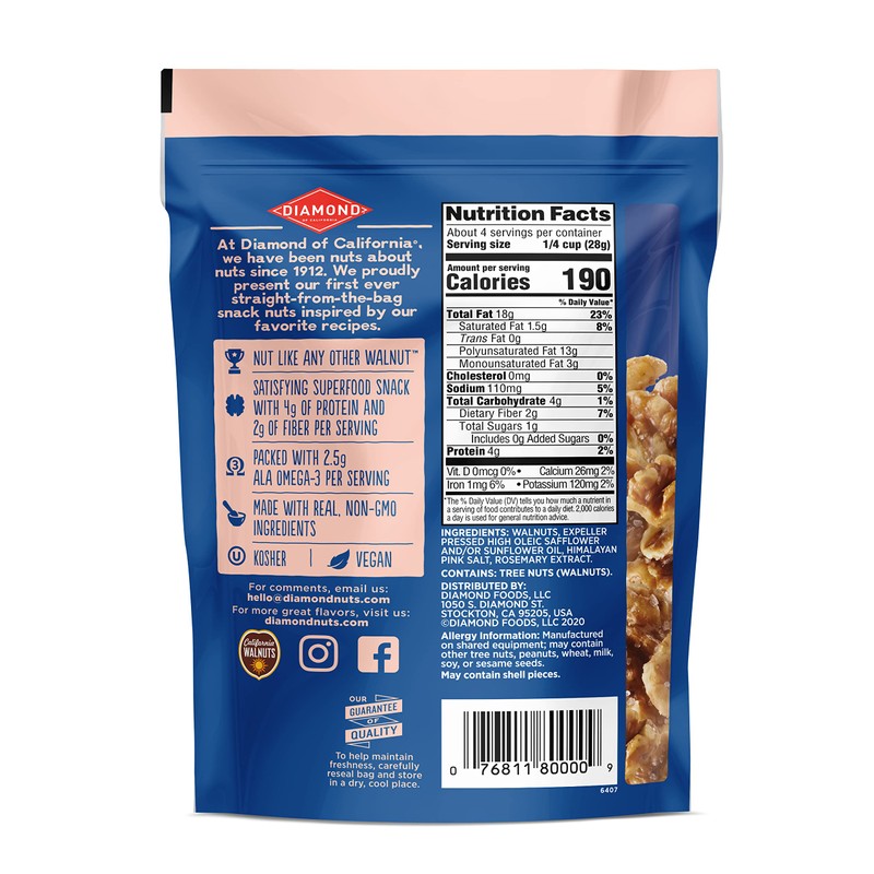 Diamond of California Himalayan Pink Salt Walnuts, 4 oz, 4