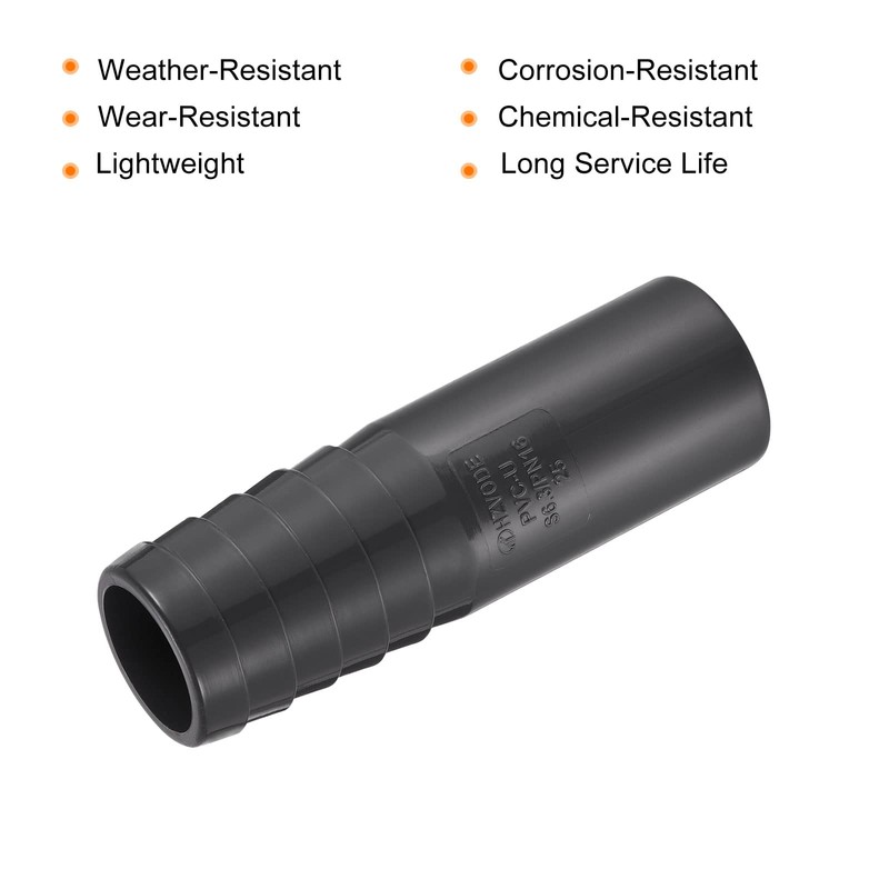 sourcing map PVC Pipe Fitting 25mm Barbed x 25mm OD
