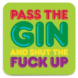 Brainbox Candy - Funny Rude 'Pass The Gin Coaster' - Small Gift Ideas for Him Her - Friends Birthday - Housewarming Present - New Home Gift - Funny Gifts for Women Men