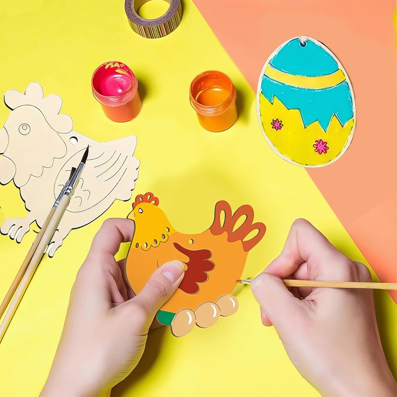 KSVFTB 40 Pcs Easter Crafts for Kids, Wooden Eggs, Wooden