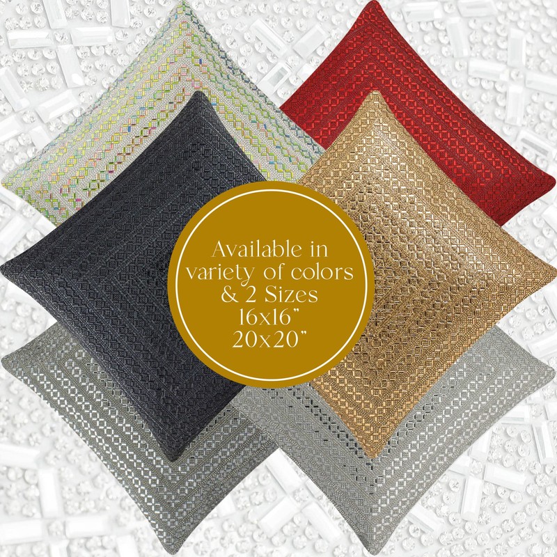 Madison Avenue Pillow, Glass Rhinestones in Dazzling X Pattern, Statement