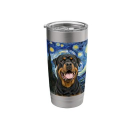 Rottweiler Tumbler Starry Night Water Bottle Travel Stainless Steel Insulated Tumbler