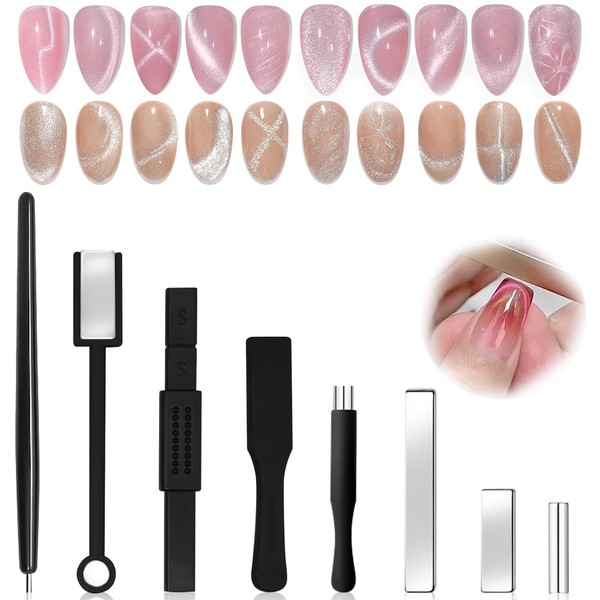 8Pcs Nail Magnet Set, Cat Eye Gel Nail Polish Magnet