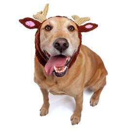 Zoo Snoods Reindeer Dog Costume - Neck and Ear Warmer Hood for Pets