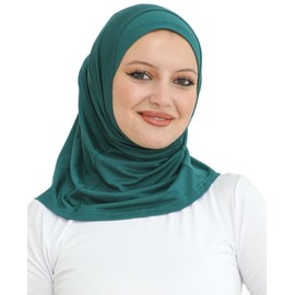 Prien Sport Instant Hijab For Women, Muslim Cotton Turban, Soft Head Scarf, Ready To Wear Hijabs Prayer Clothes, Islamic Wear (Emerald)