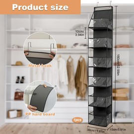 lbxtswpl Over Door Storage Organiser, 6-Shelf Clear Window Pockets Organiser, Black Hanging Organisers Bedroom Over the Door Organisers with hook for Door Organise Bedroom Children's Room Bathroom