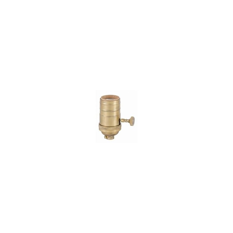 B&P Lamp® 3-Way, Turned Brass Lamp Socket (E26) with Antique