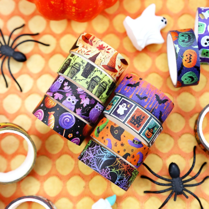 Joysoong Halloween Washi Tape Set, 16 Rolls Pumpkin Decorative for