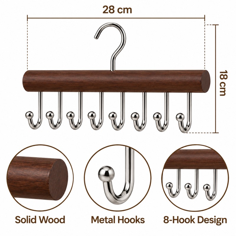 Wooden Hanger Organizer for Bras & Underwear – Multi-Hook Closet